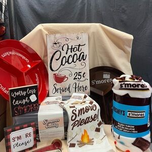 S'mores Themed Party Decoration Set - Red, Brown, White